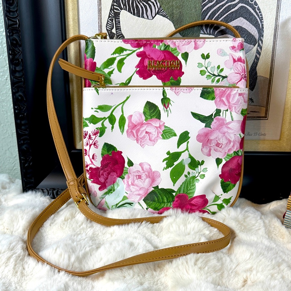 Reaction Kenneth Cole Pink Floral Crossbody Bag